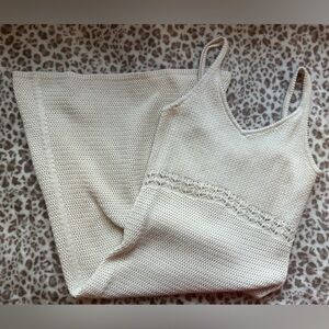 🌊 Beachy Cream Crochet Knit Maxi Dress | Coastal Minimalist | Size M | GUC
